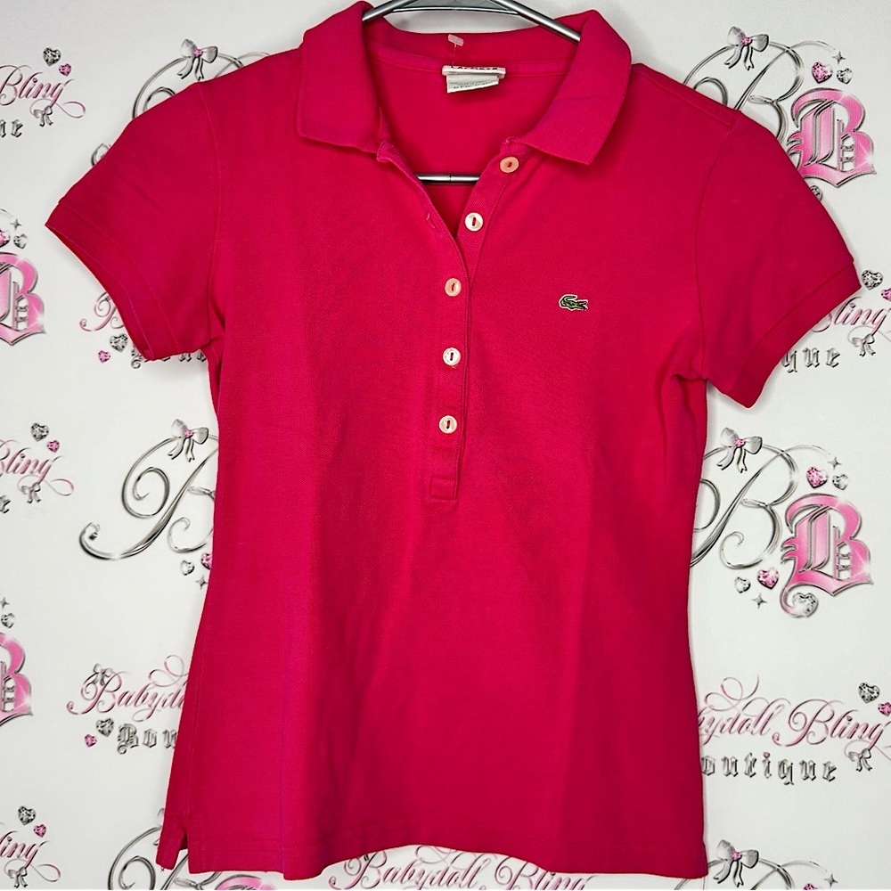 Lacoste Pink Polo Shirt crocodile alligator 🐊 logo button up golf preppy collar